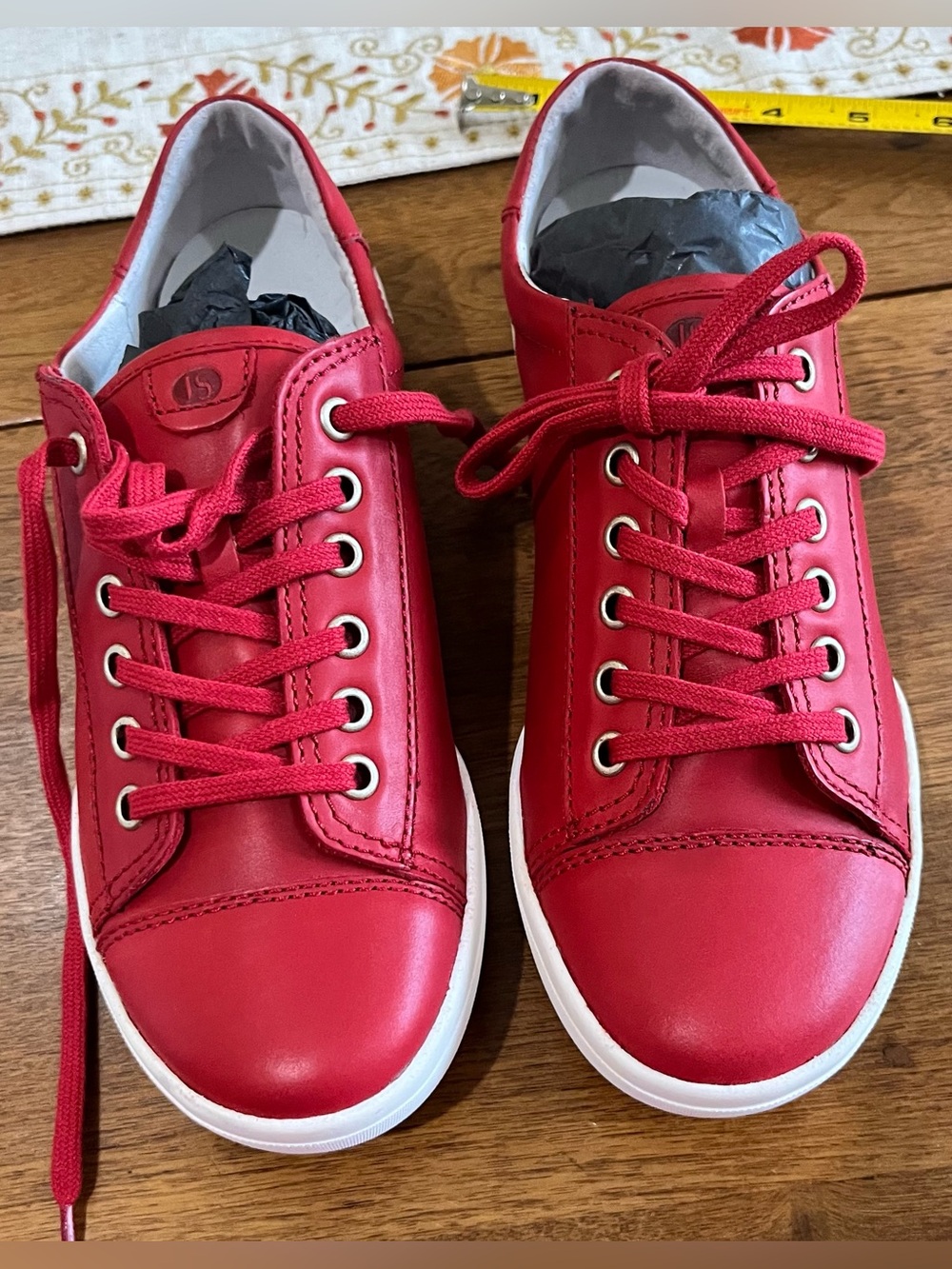 Josef Seibel Red Women's Lace-Up Sneakers with White Sole